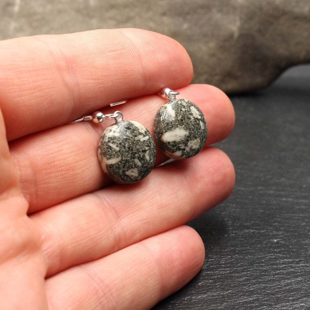 Andesite porphyry earrings - Handmade