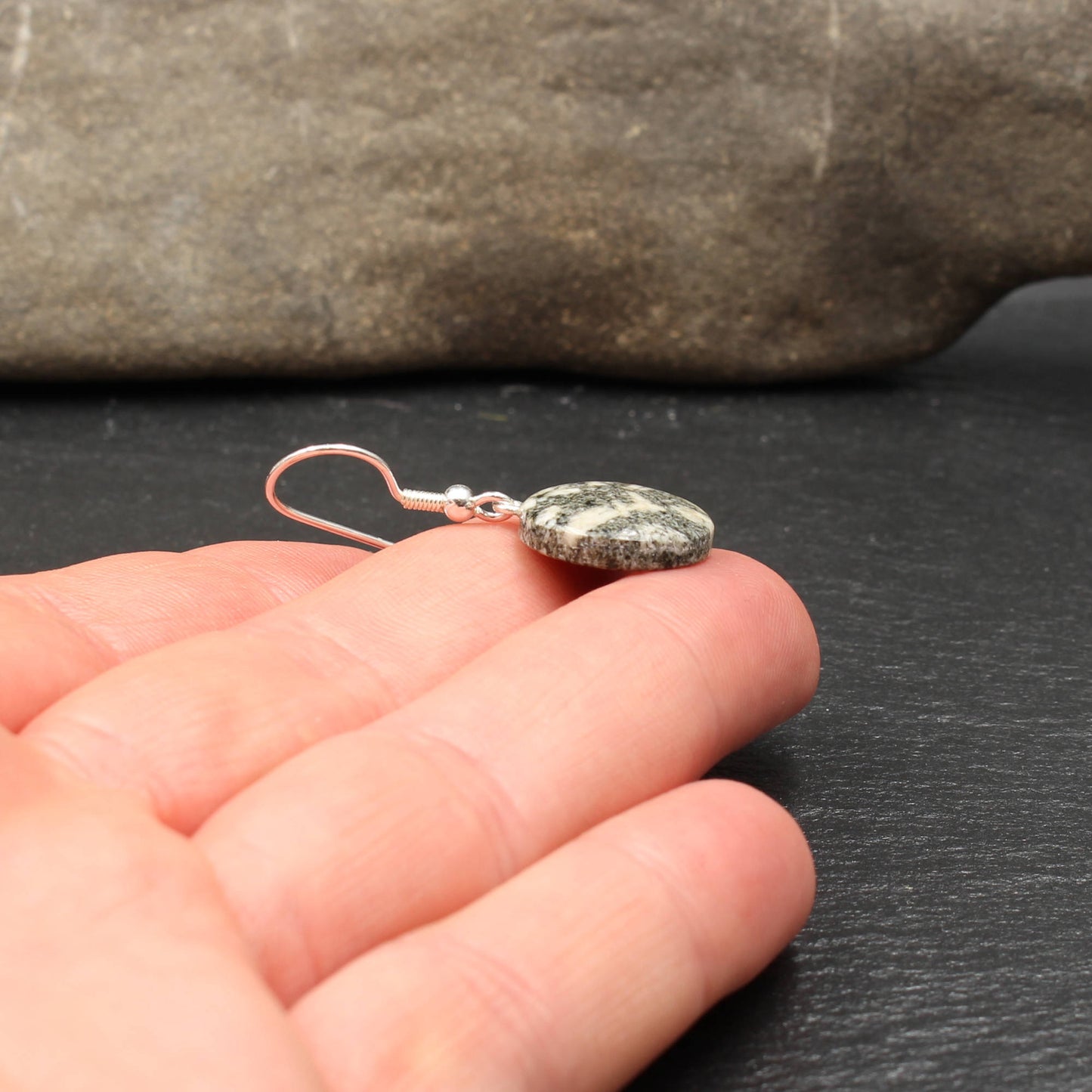 Andesite porphyry earrings - Handmade