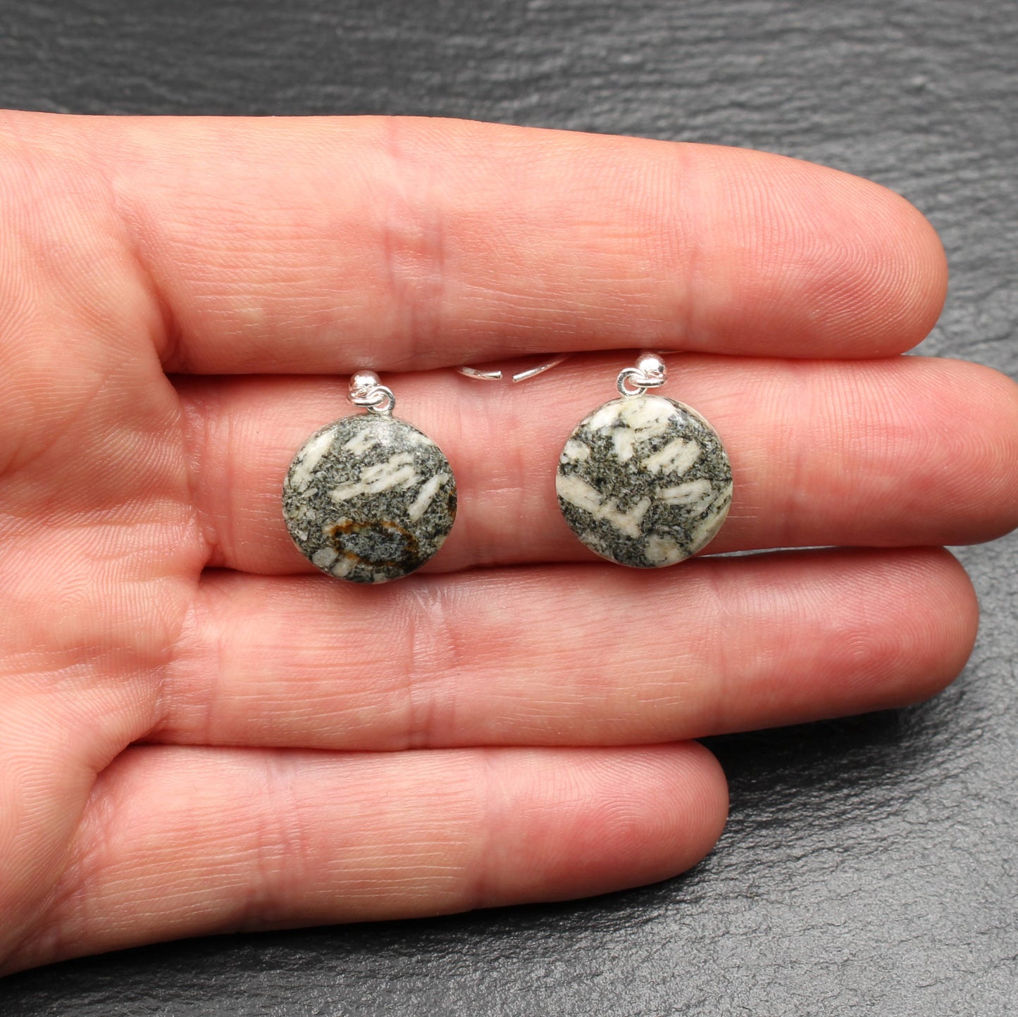 Andesite porphyry earrings - Handmade