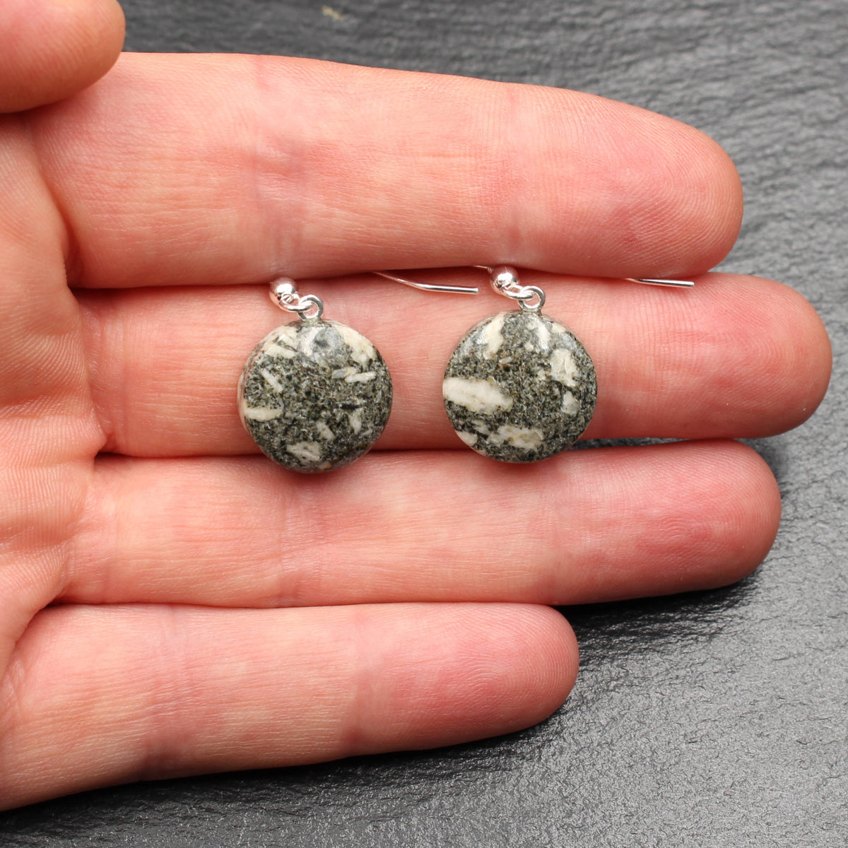 Andesite porphyry earrings - Handmade