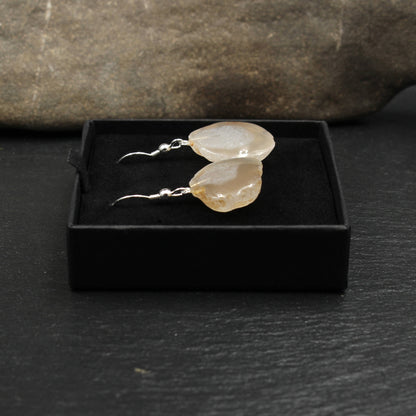 German Chalcedony Nodule Earrings - Handmade