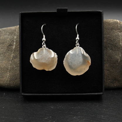 German Chalcedony Nodule Earrings - Handmade
