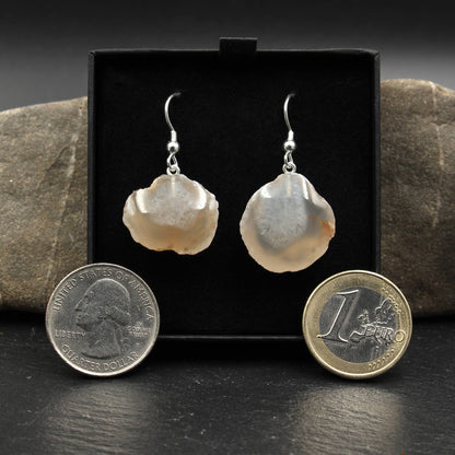 German Chalcedony Nodule Earrings - Handmade