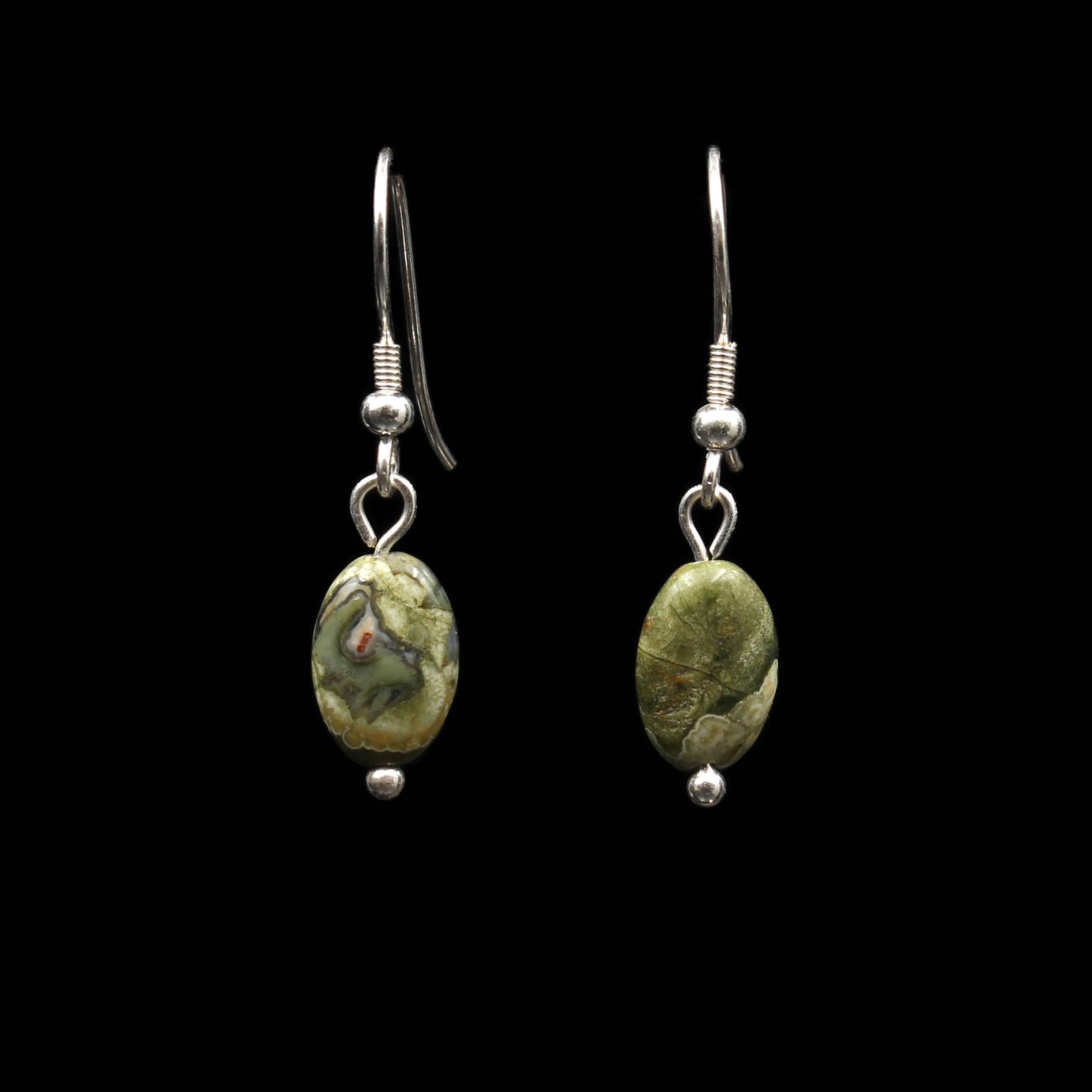Regenwaldjaspis / Rhyolith Silber Ohrringe