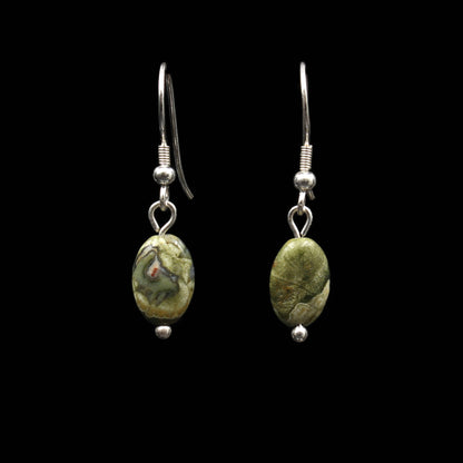 Regenwaldjaspis / Rhyolith Silber Ohrringe