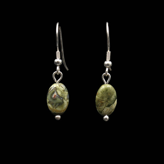Regenwaldjaspis / Rhyolith Silber Ohrringe