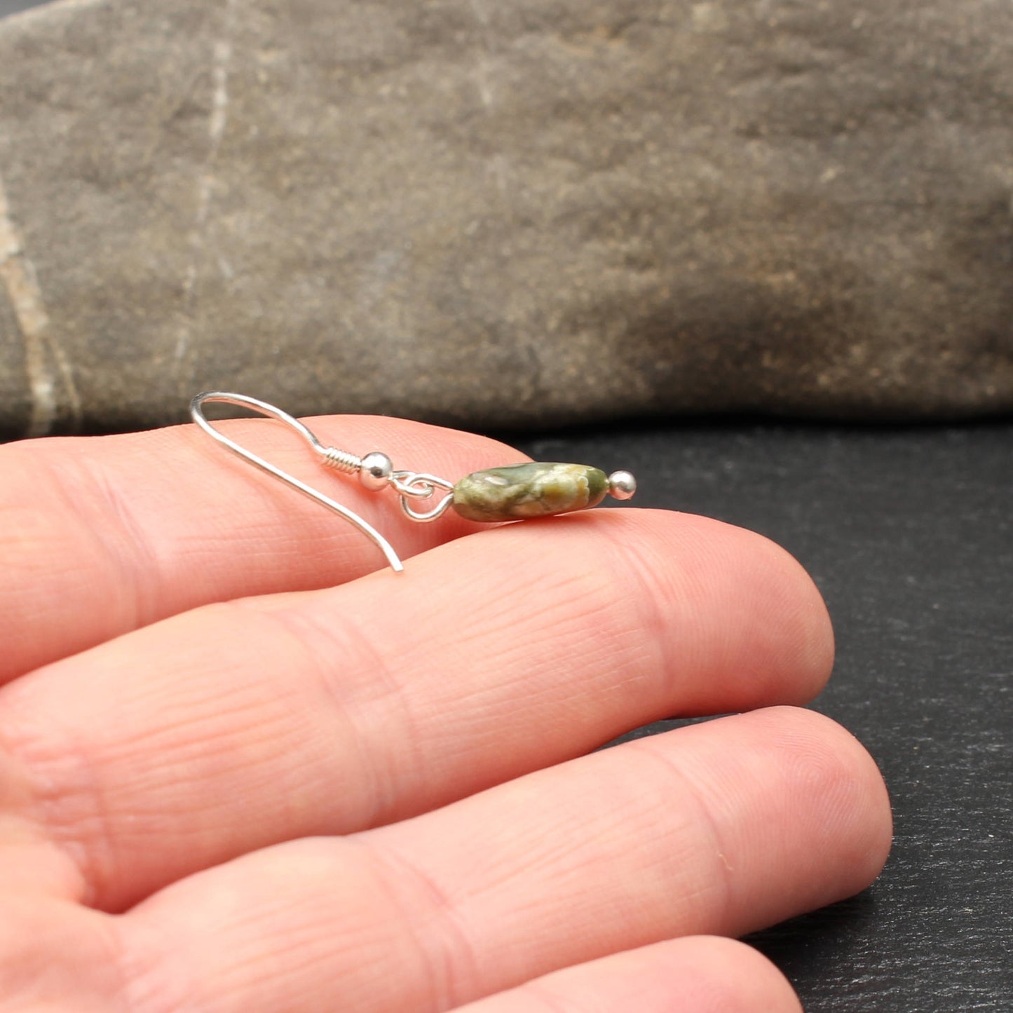 Regenwaldjaspis / Rhyolith Silber Ohrringe