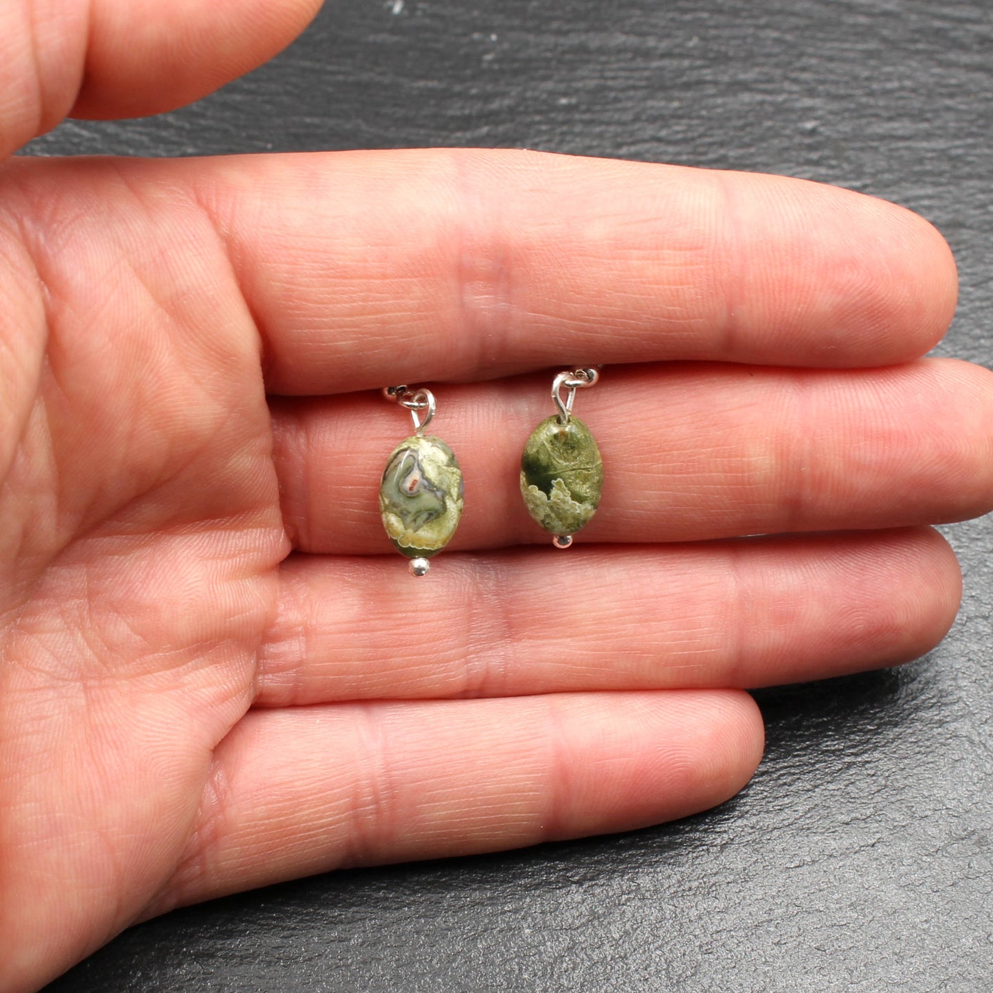Regenwaldjaspis / Rhyolith Silber Ohrringe
