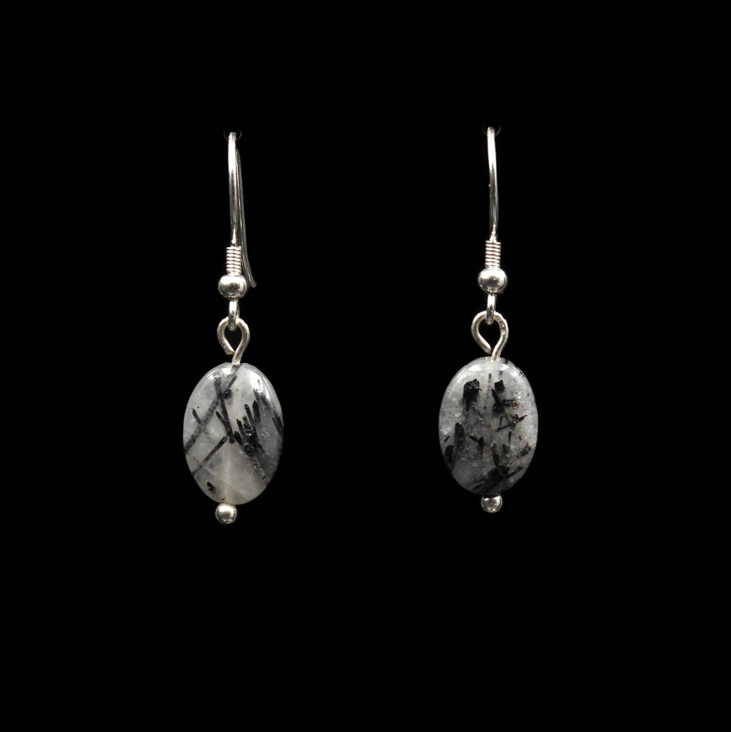 Tourmalinated Quartz Silver Earrings