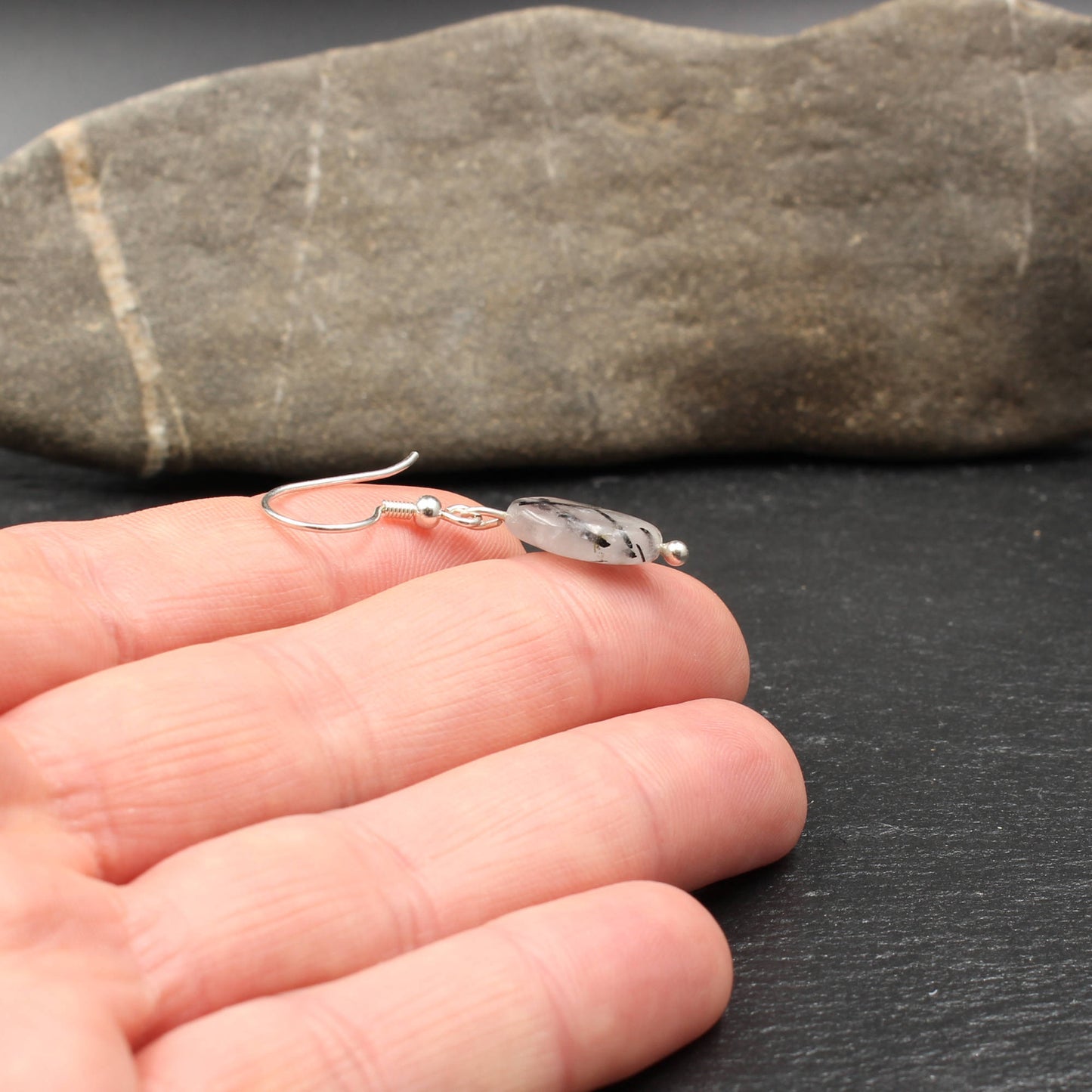 Tourmalinated Quartz Silver Earrings