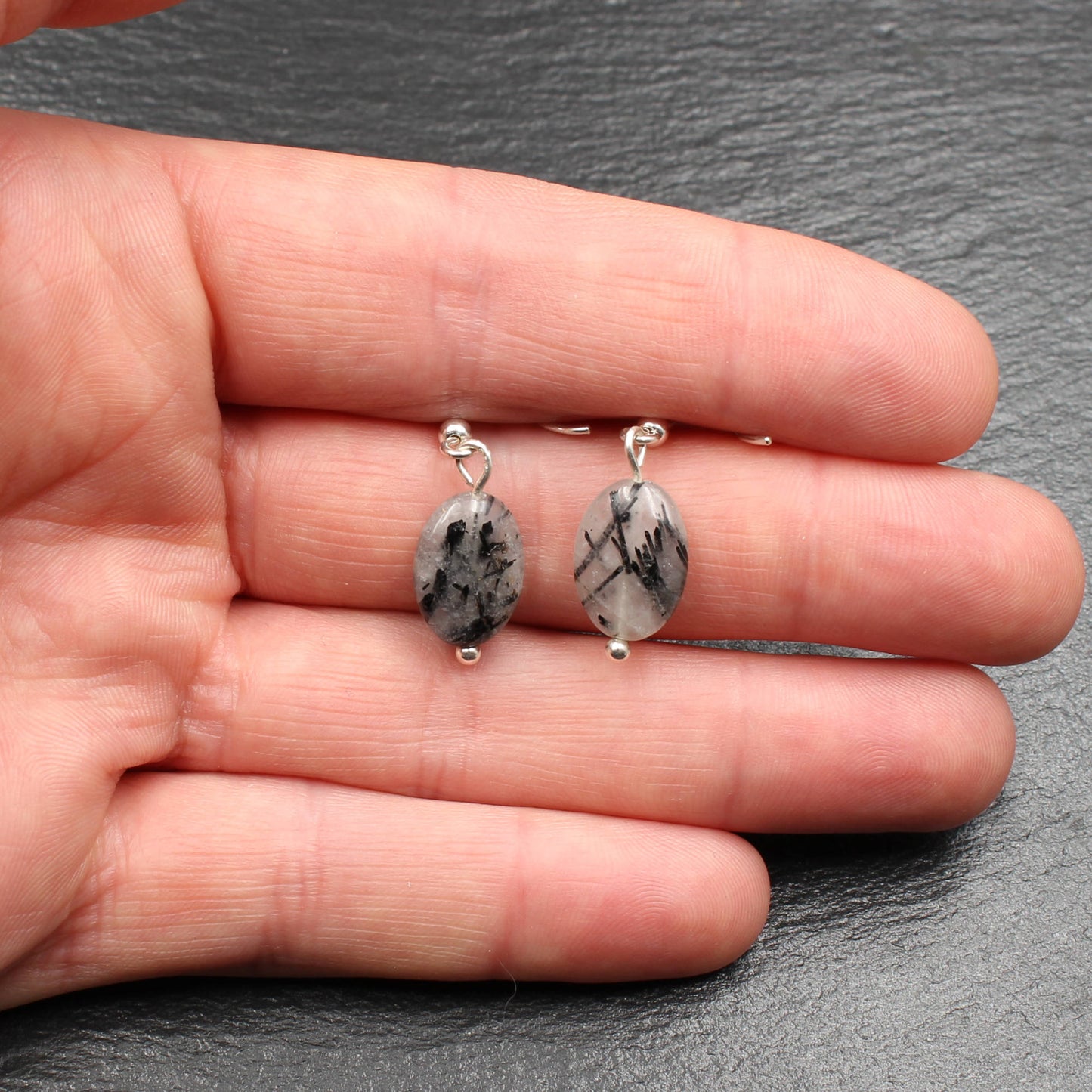Tourmalinated Quartz Silver Earrings