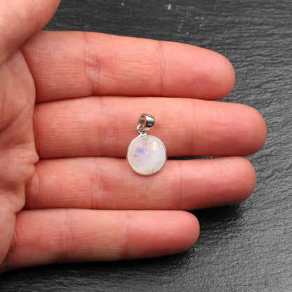 Regenbogen Mondstein (Weißer Labradorit) Silber Anhänger