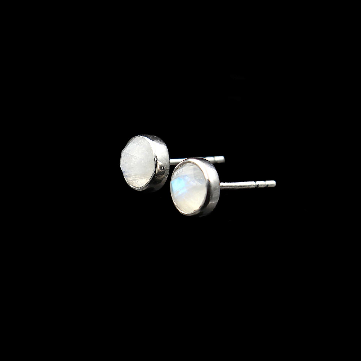Regenbogen Mondstein (Labradorit) Silber Ohrstecker