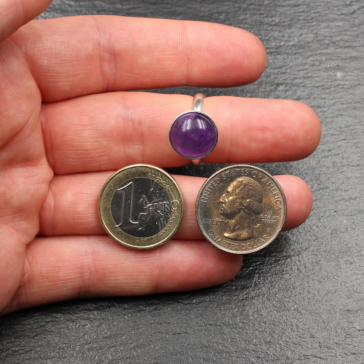 Amethyst Silberring (Größenverstellbar) - Handarbeit aus Deutschland