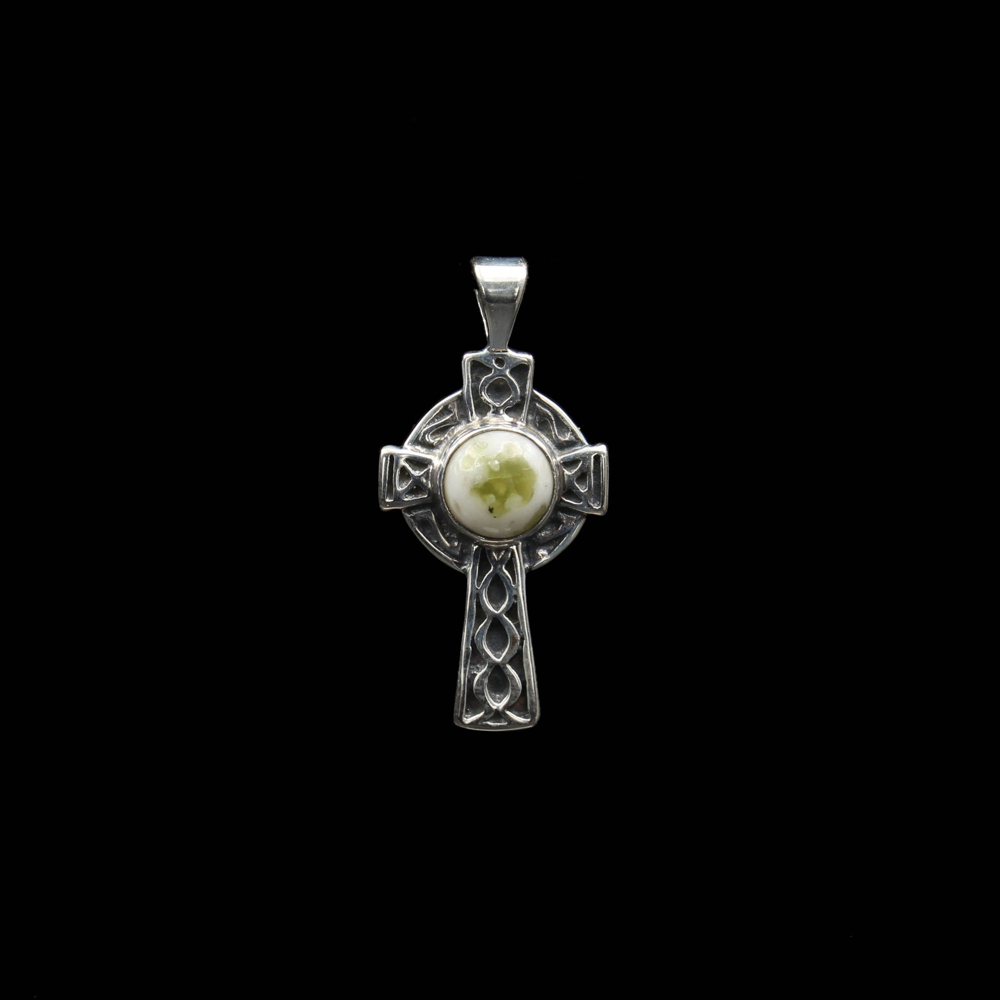 Schottischer Iona Marmor Keltisches Kreuz Silber Anhänger