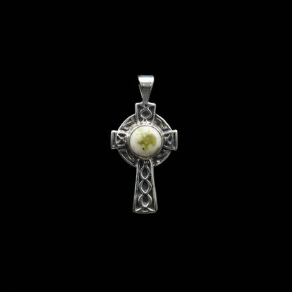 Schottischer Iona Marmor Keltisches Kreuz Silber Anhänger