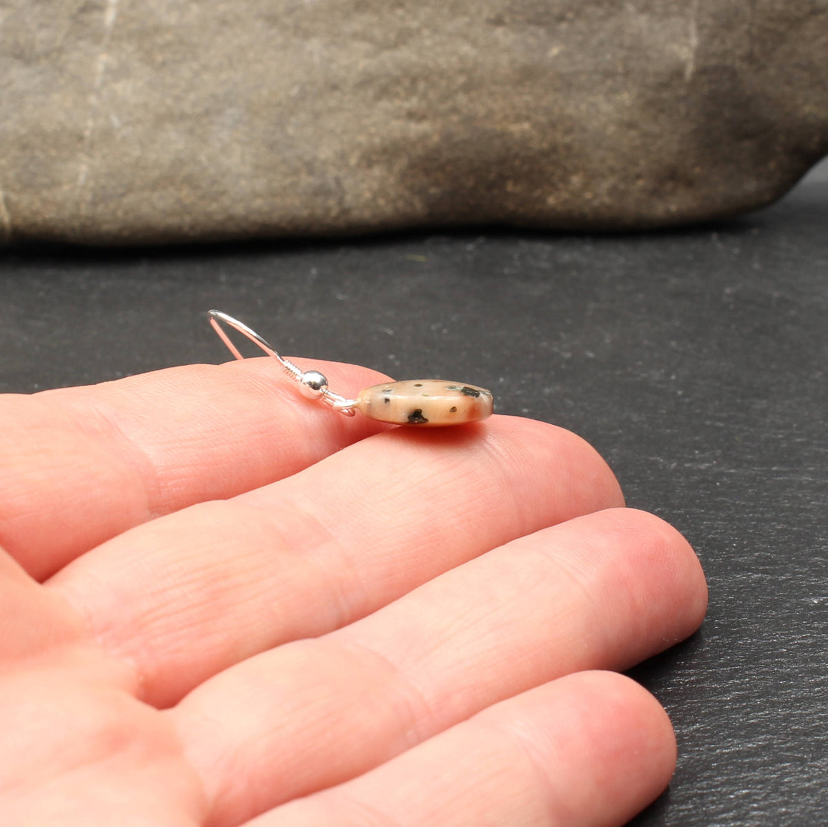 Scottish Isla Rose Pink Limestone Earrings - Handmade in Germany
