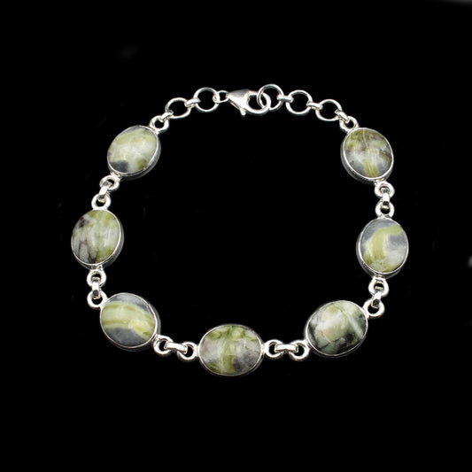 Skye Marmor Silber Armband - Verstellbar