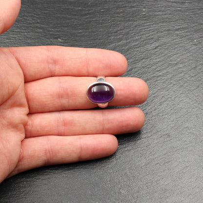 Amethyst Silber Ring - Oval (Verstellbar)