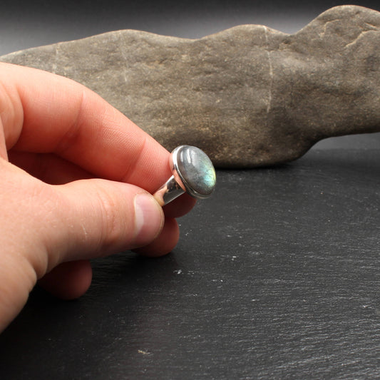 Labradorit Silber Ring - Oval (Verstellbar)