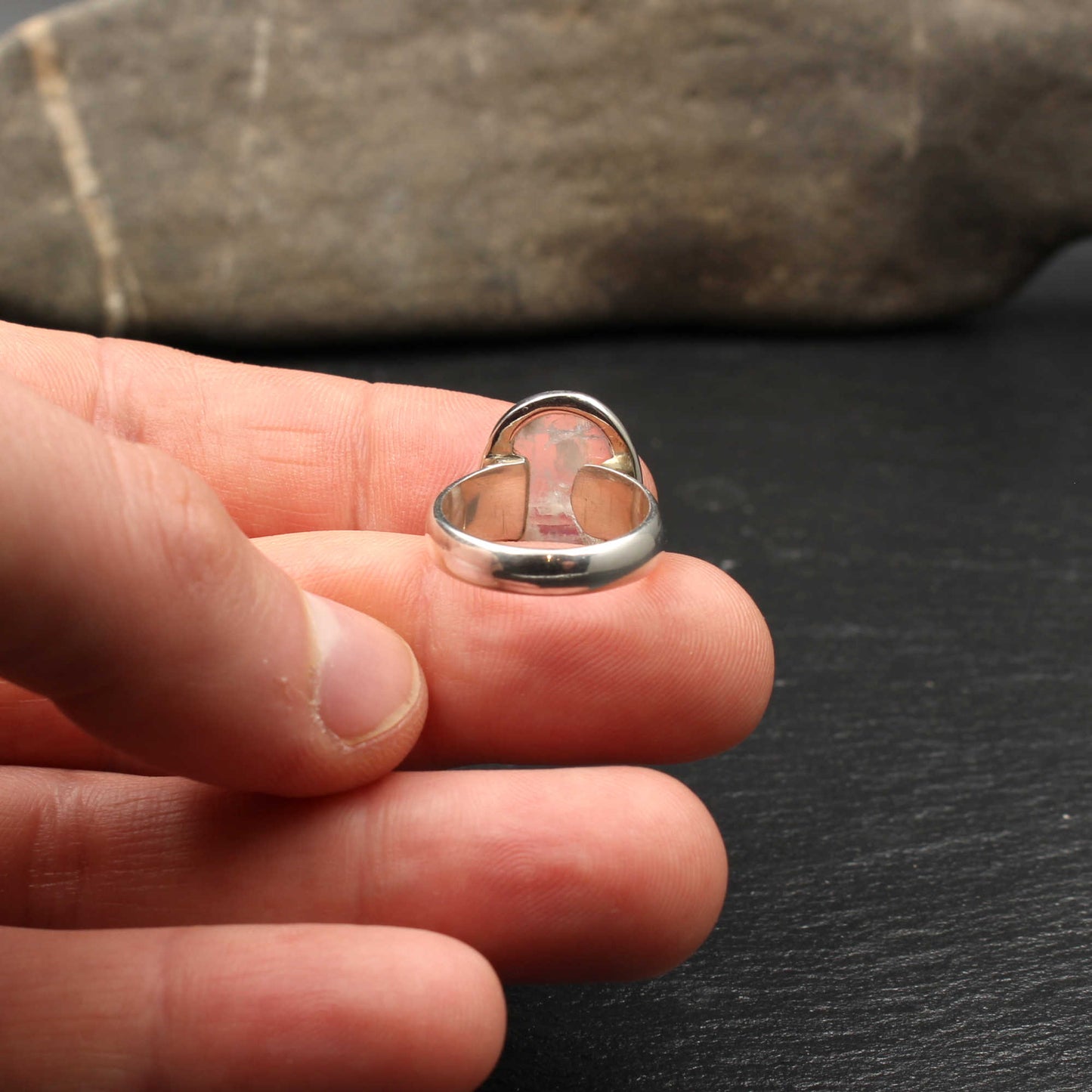 Regenbogen Mondstein Silber Ring - Oval (Verstellbar)