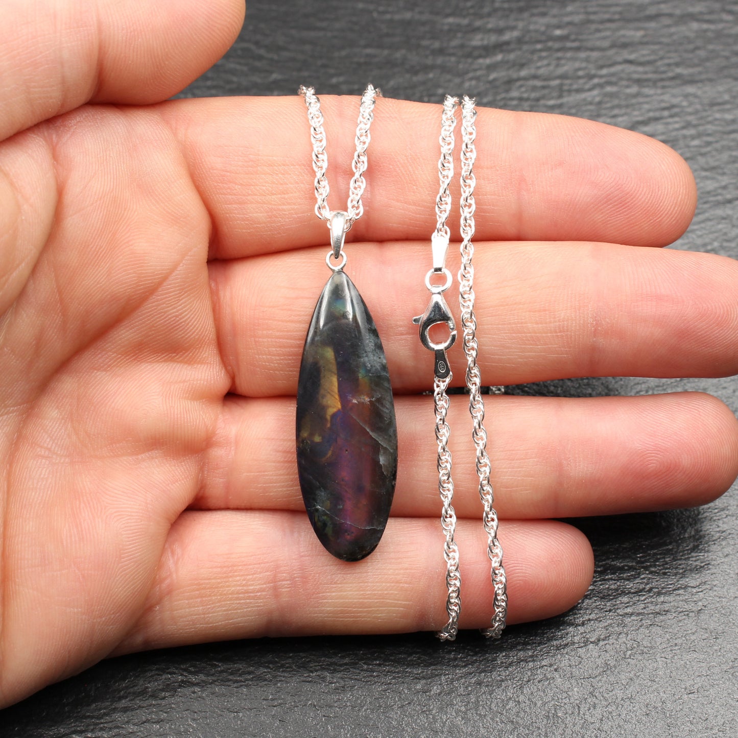 Finnish Purple Spectrolite Pendant - Handmade in Germany