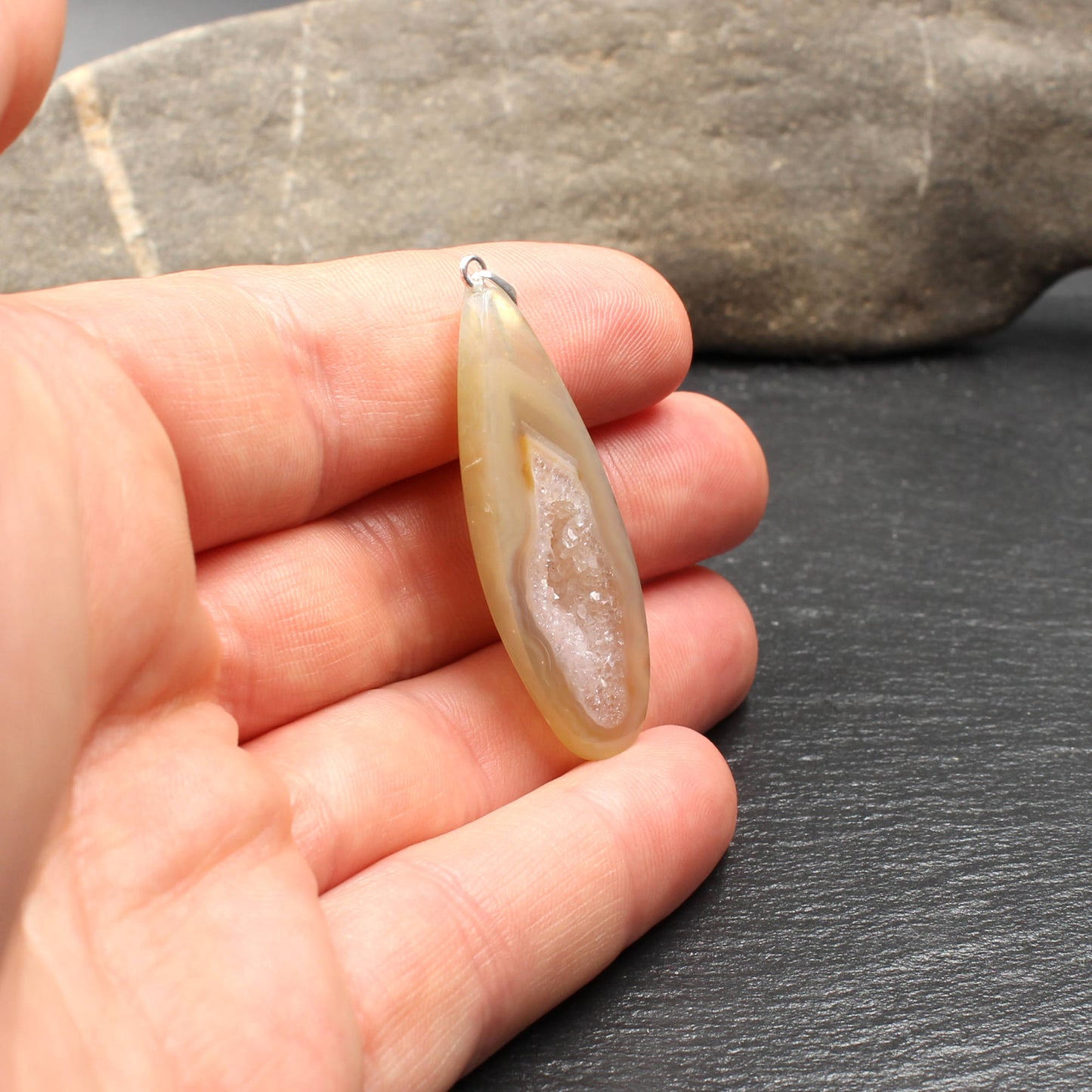 Agate Geode / Druse Pendant - Handmade