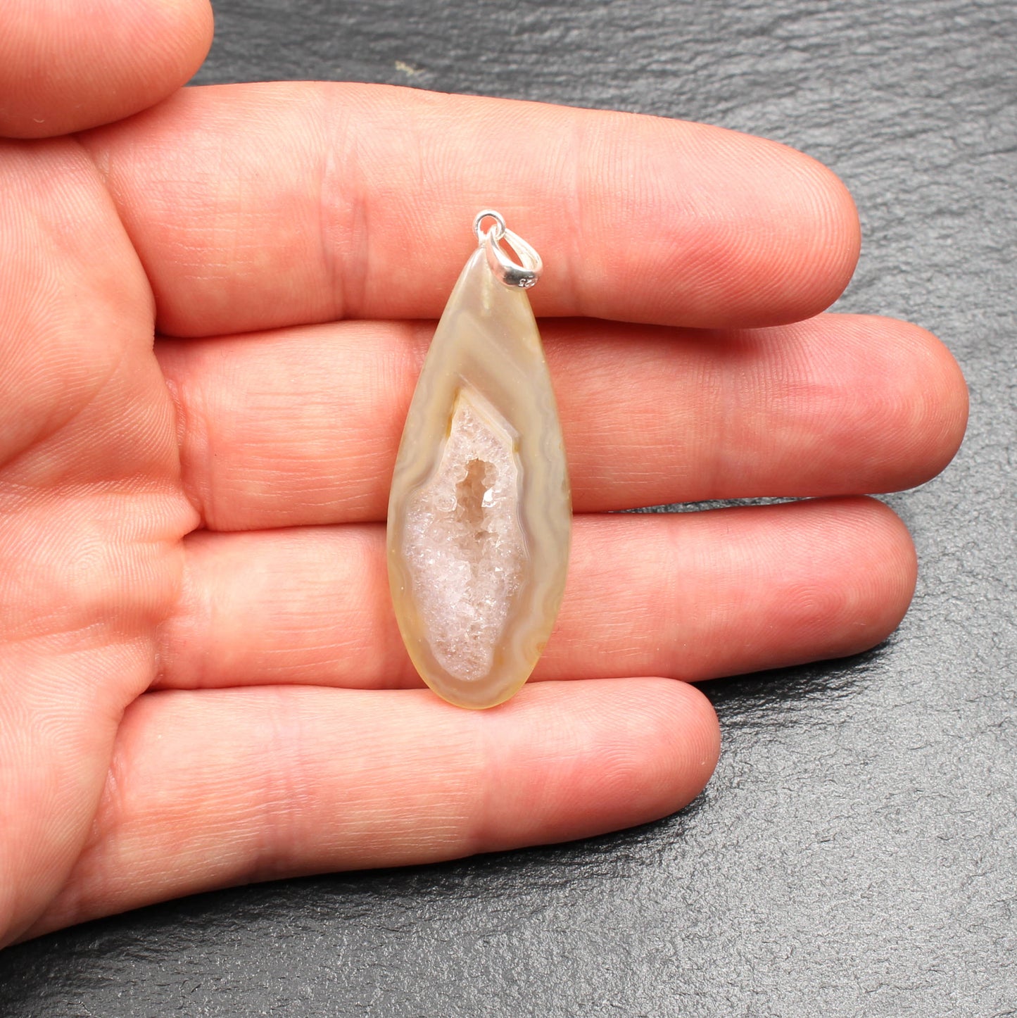 Agate Geode / Druse Pendant - Handmade