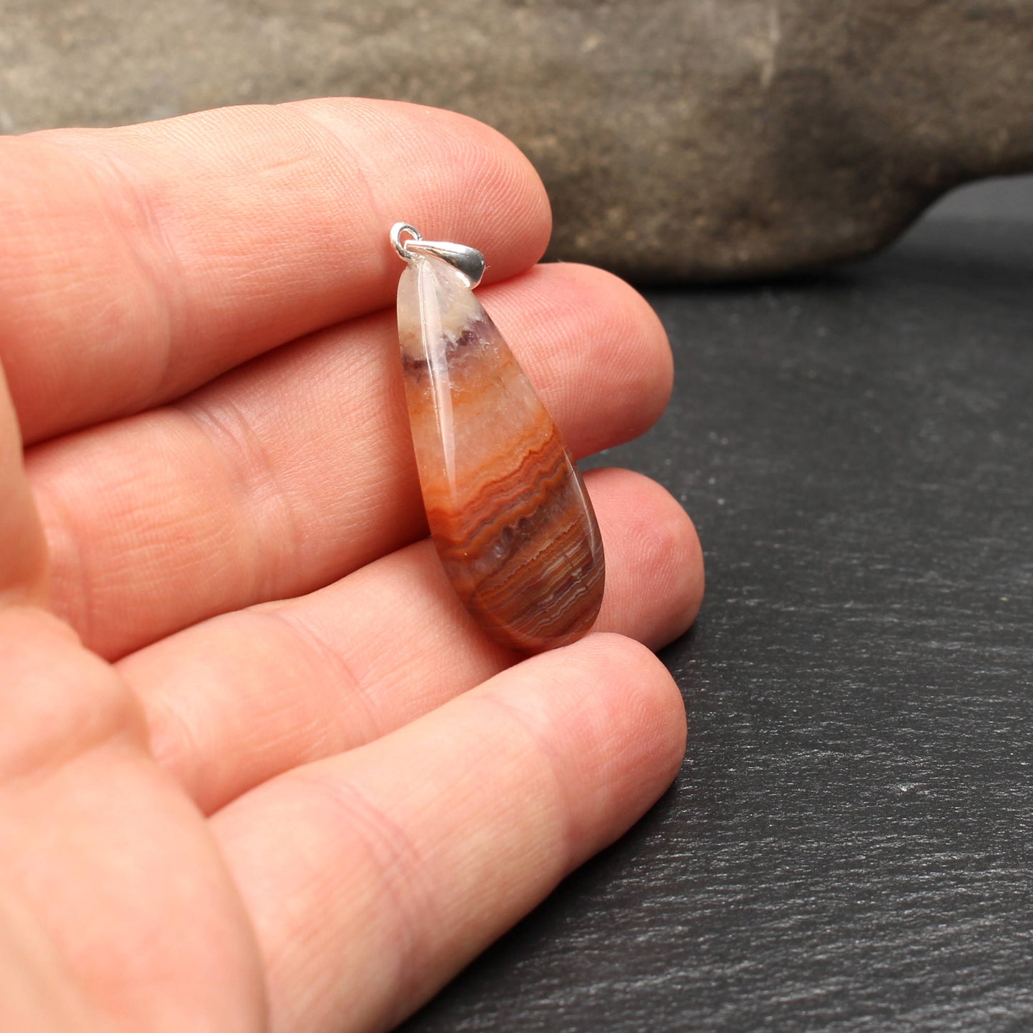 Schlottwitzer Achat Amethyst Anhänger - Handarbeit
