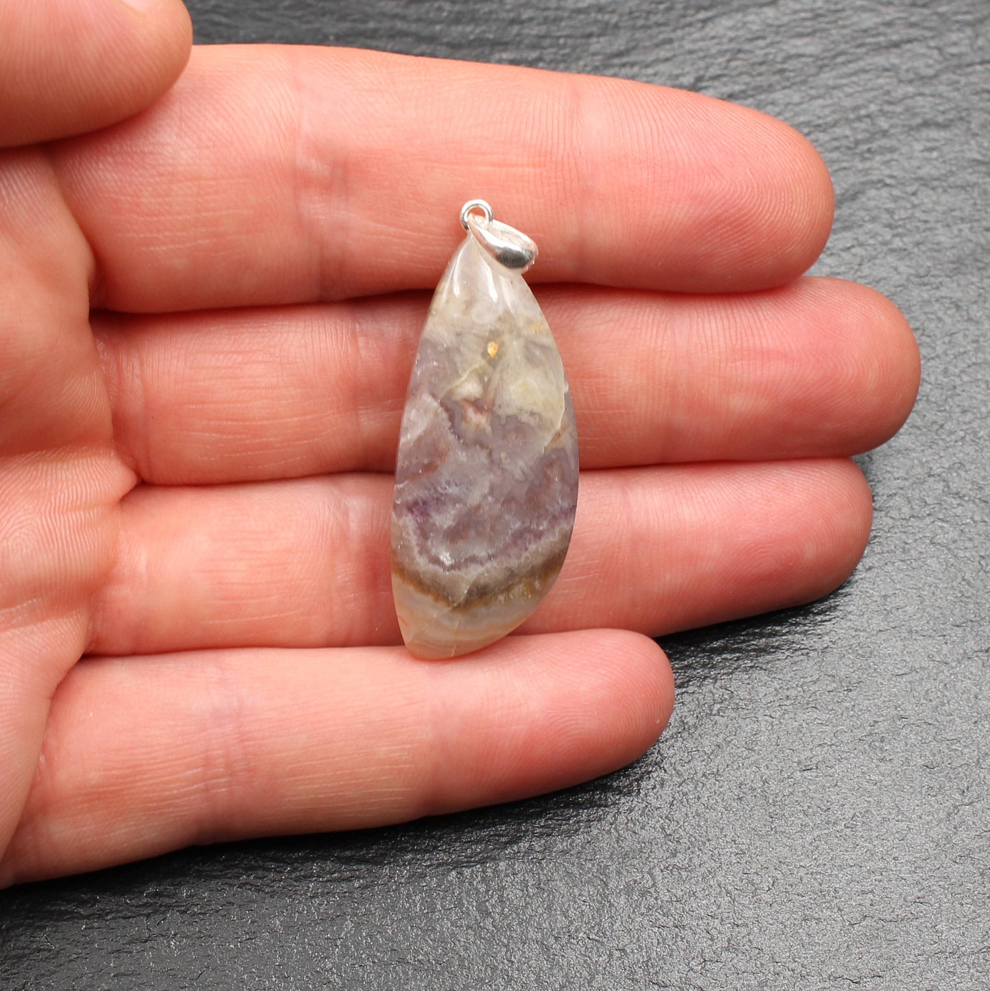 Schlottwitzer Achat Amethyst Anhänger - Handarbeit