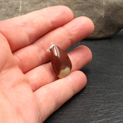 German Red Heligoland Flint Pendant - Handmade