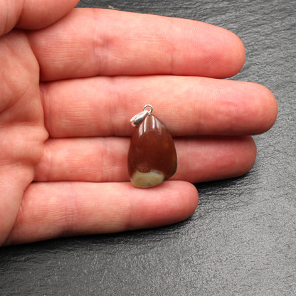 German Red Heligoland Flint Pendant - Handmade