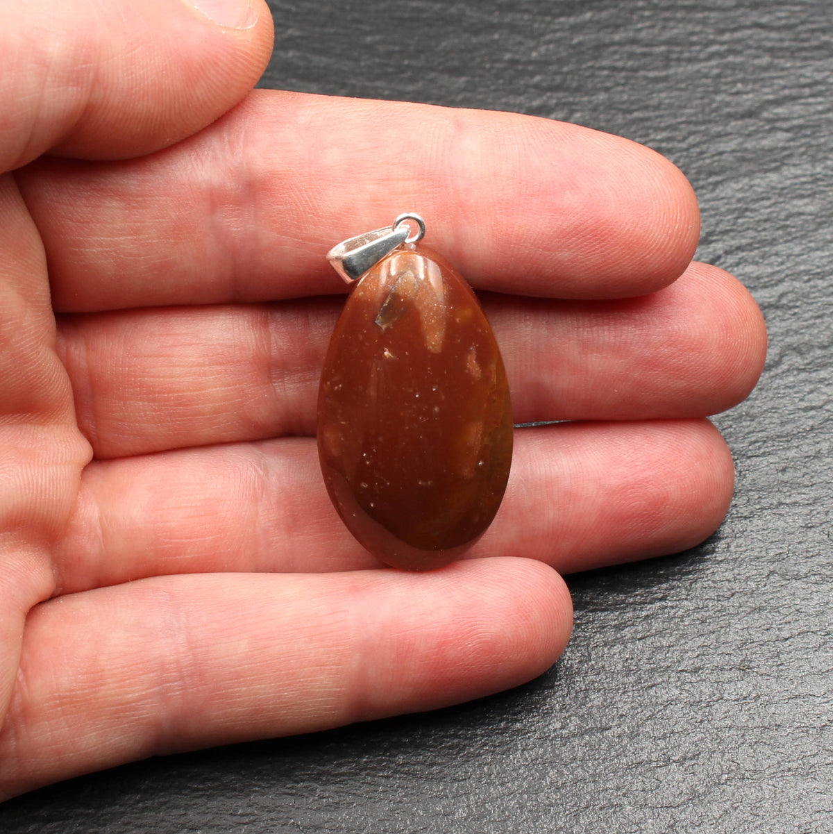 German Red Heligoland Flint Pendant - Handmade
