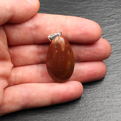 German Red Heligoland Flint Pendant - Handmade
