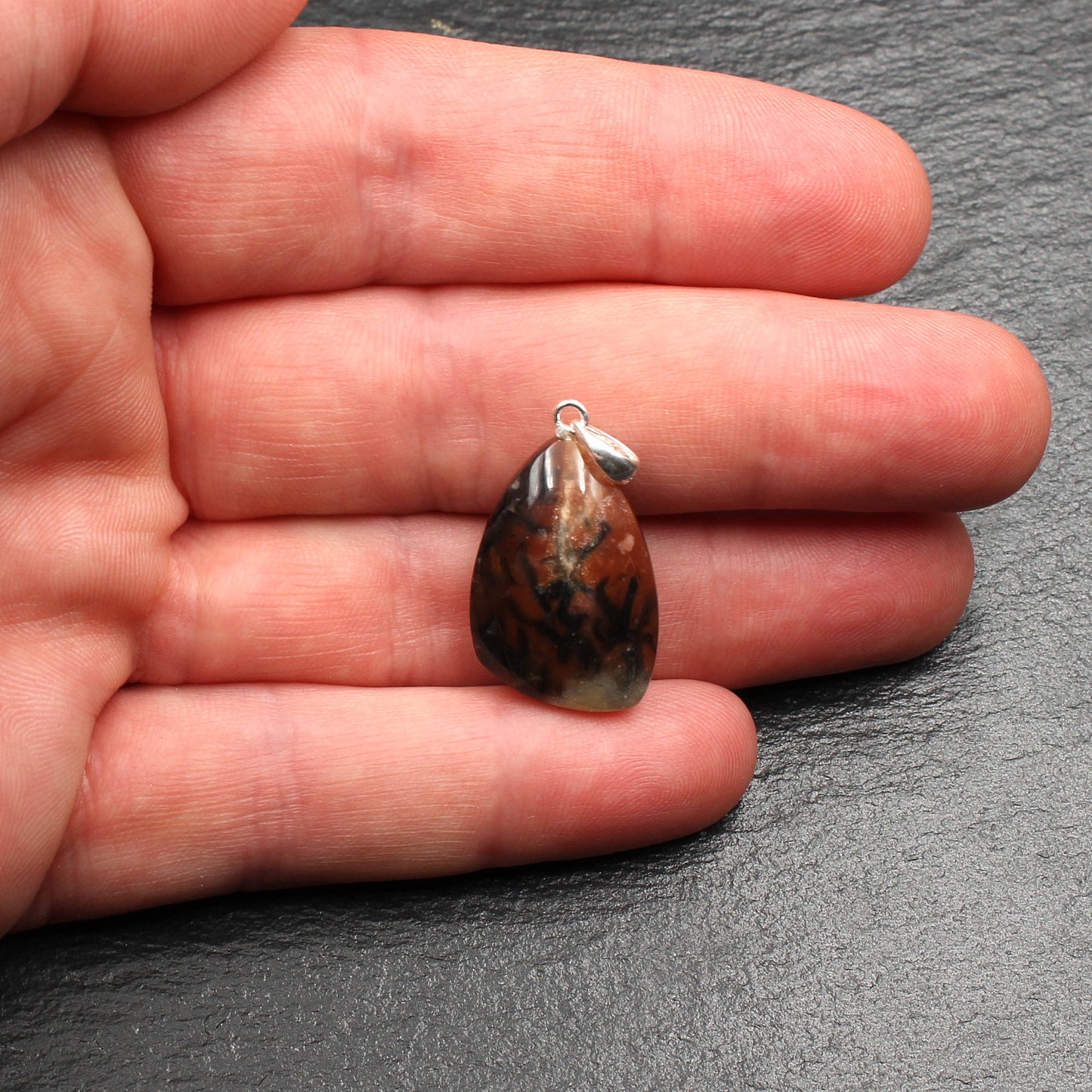German Red Heligoland Flint Pendant - Handmade
