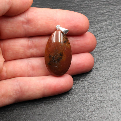 German Red Heligoland Flint Pendant - Handmade