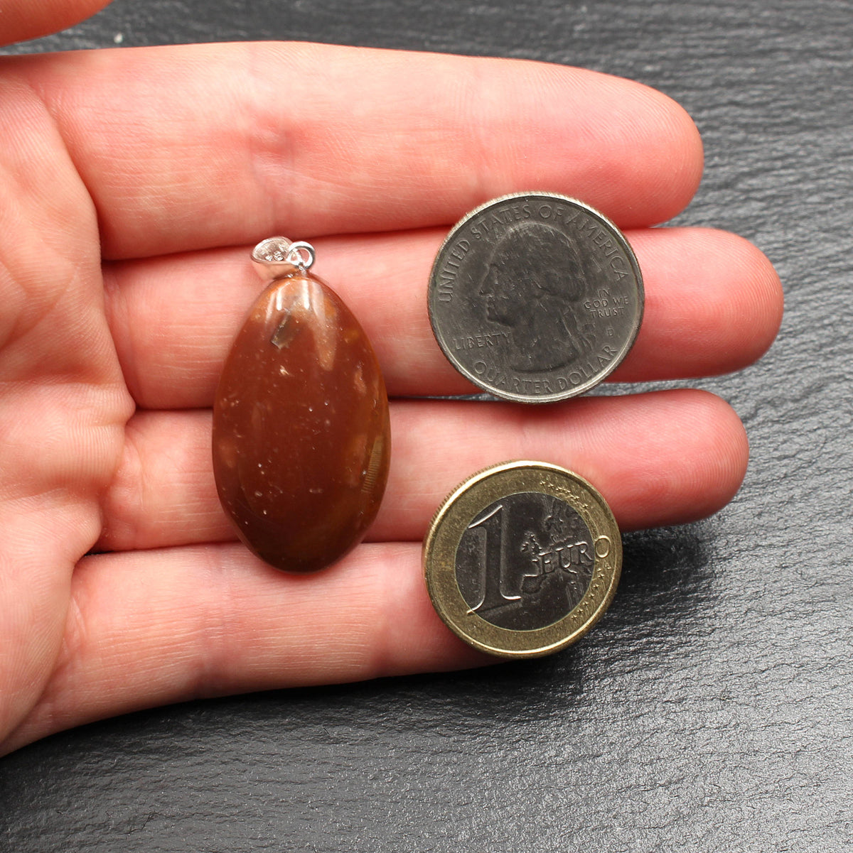 German Red Heligoland Flint Pendant - Handmade
