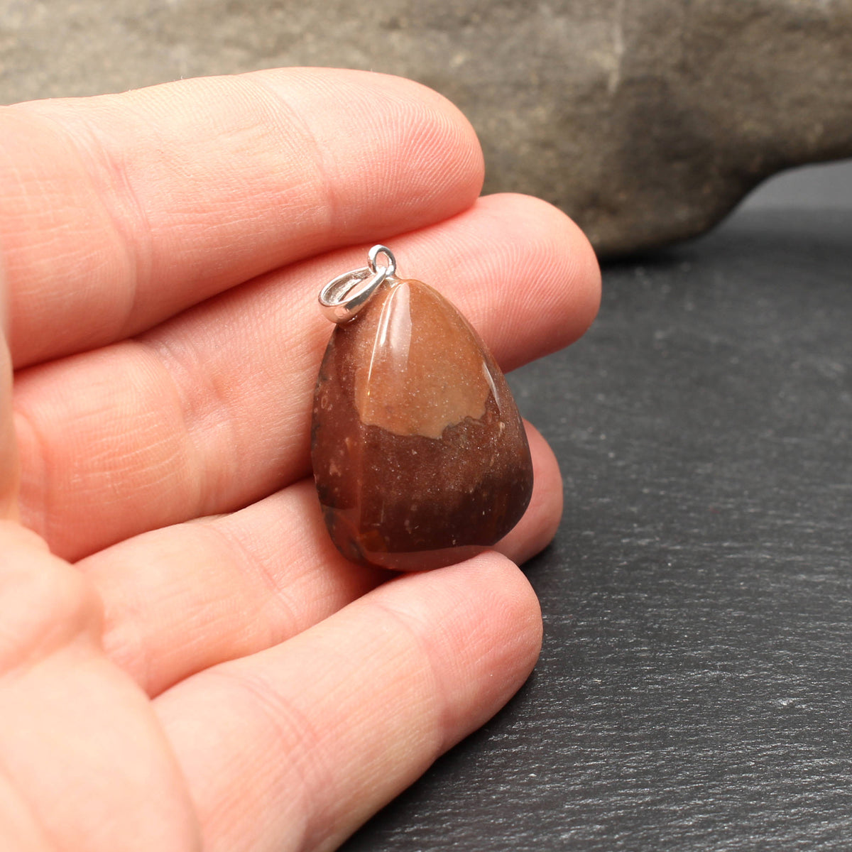 German Red Heligoland Flint Pendant - Handmade