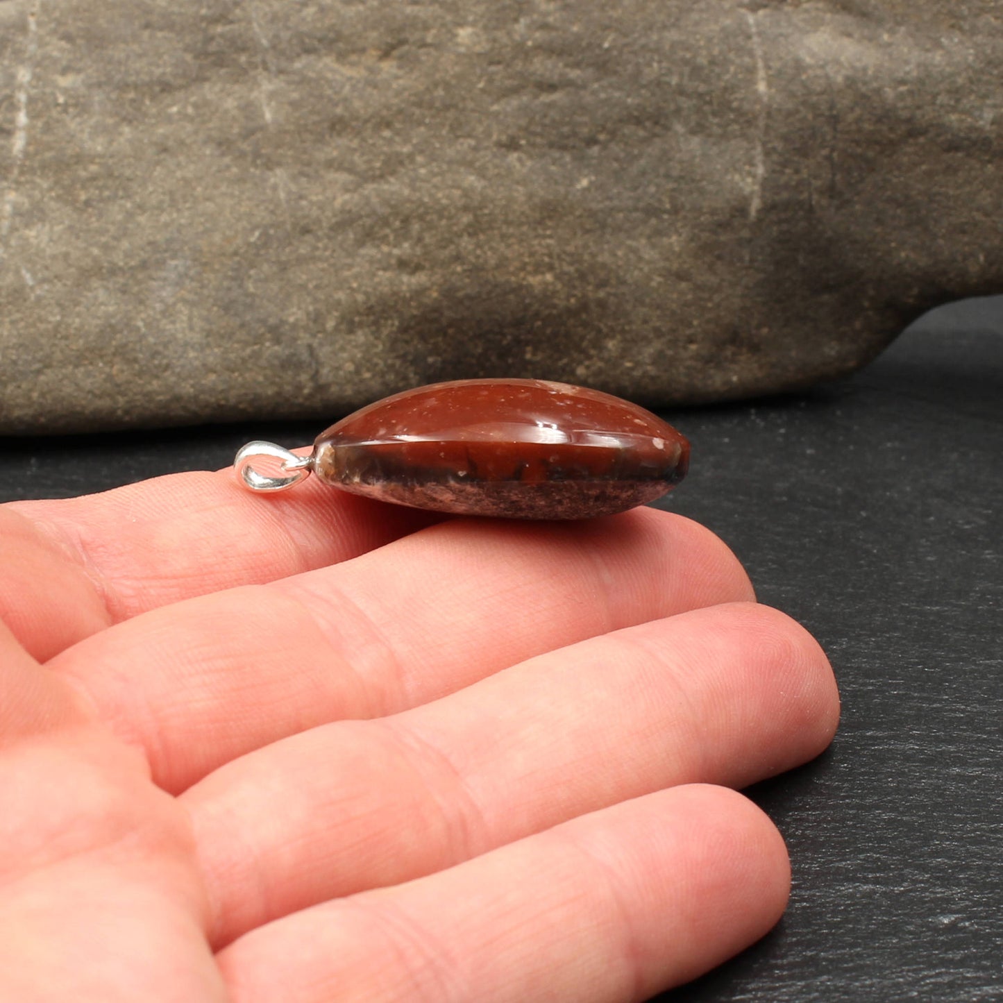 German Red Heligoland Flint Pendant - Handmade