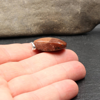 German Red Heligoland Flint Pendant - Handmade