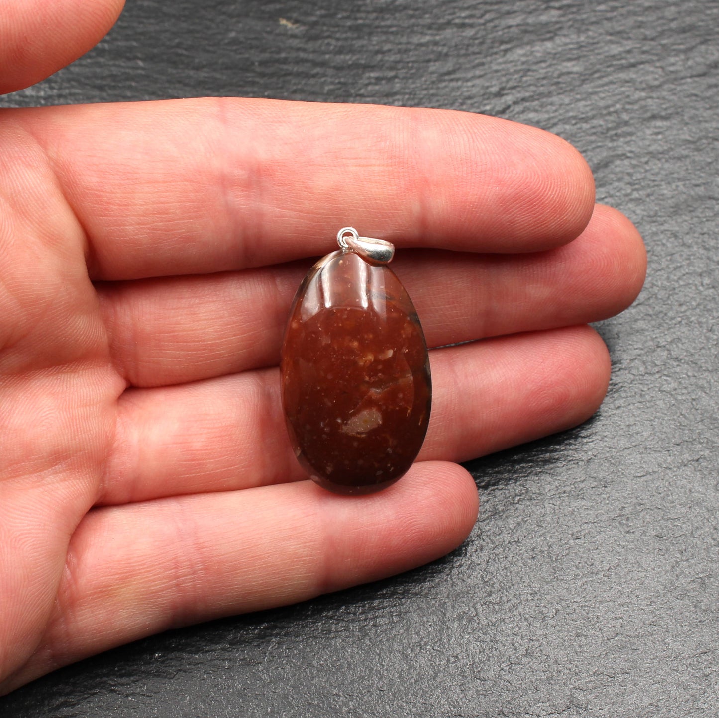 German Red Heligoland Flint Pendant - Handmade