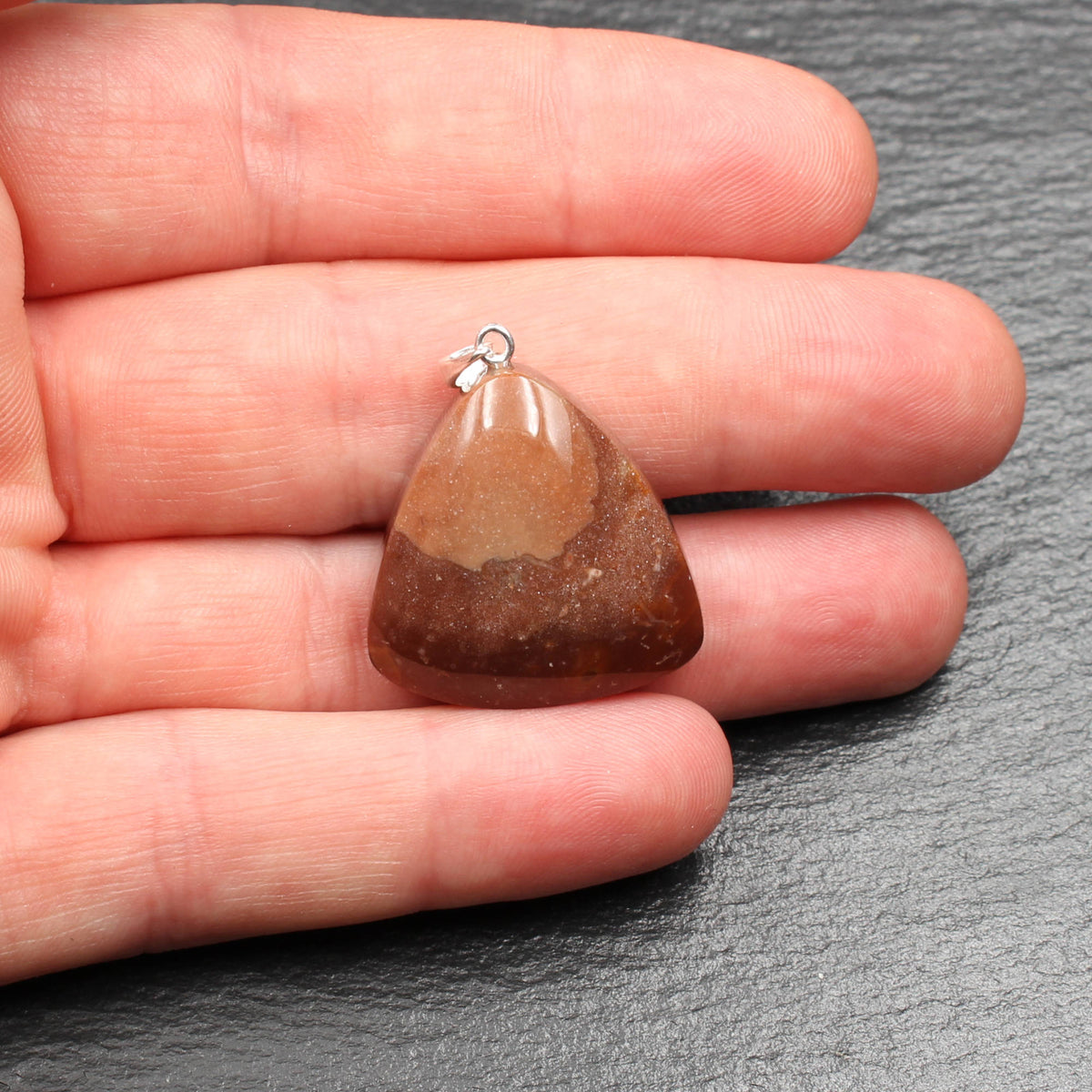 German Red Heligoland Flint Pendant - Handmade
