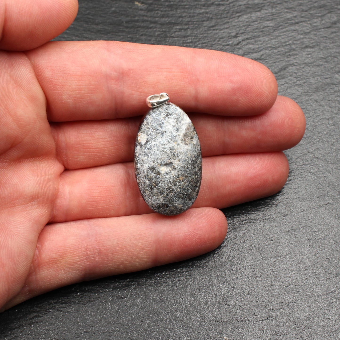 German Red Heligoland Flint Pendant - Handmade