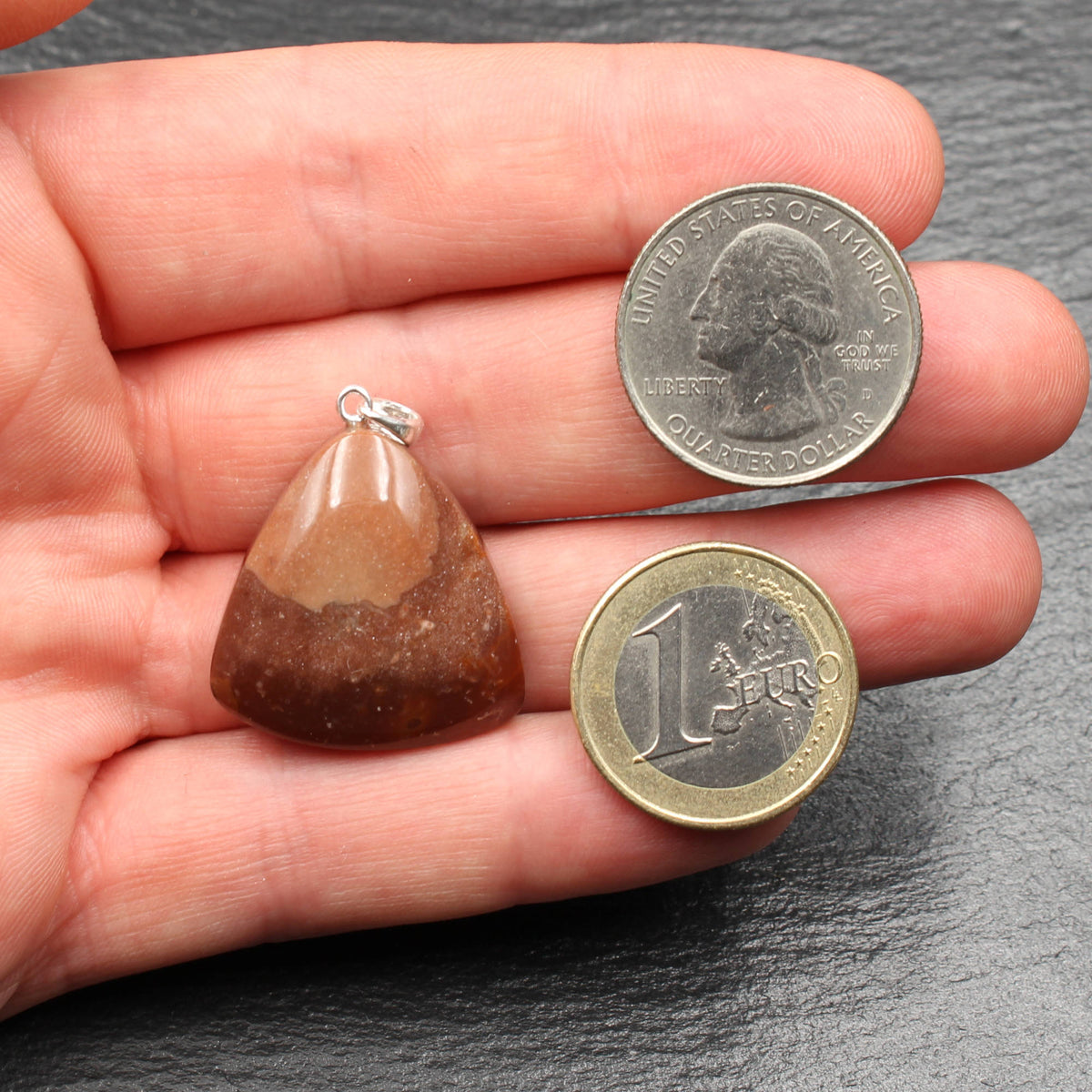 German Red Heligoland Flint Pendant - Handmade