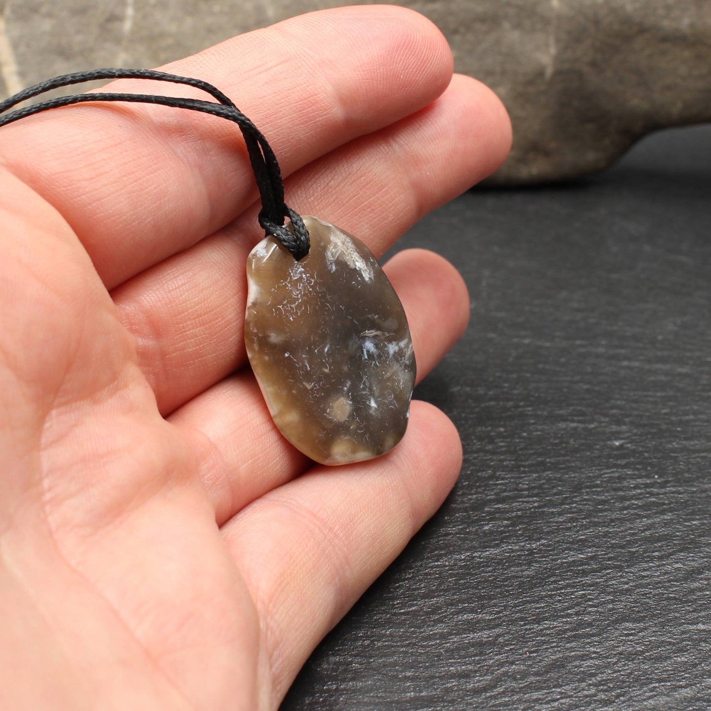 North Sea flint pendant - handmade