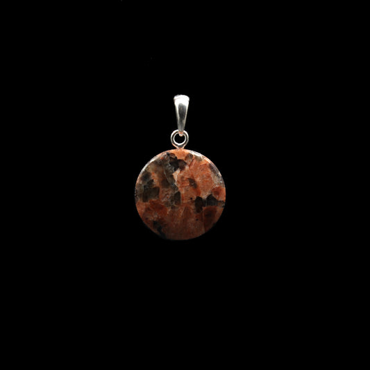 Red granite pendant - handmade