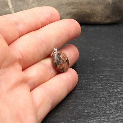 Red granite pendant - handmade