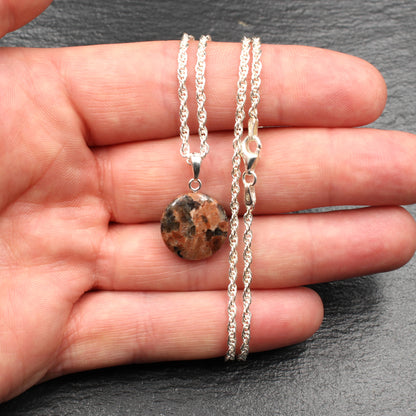 Red granite pendant - handmade