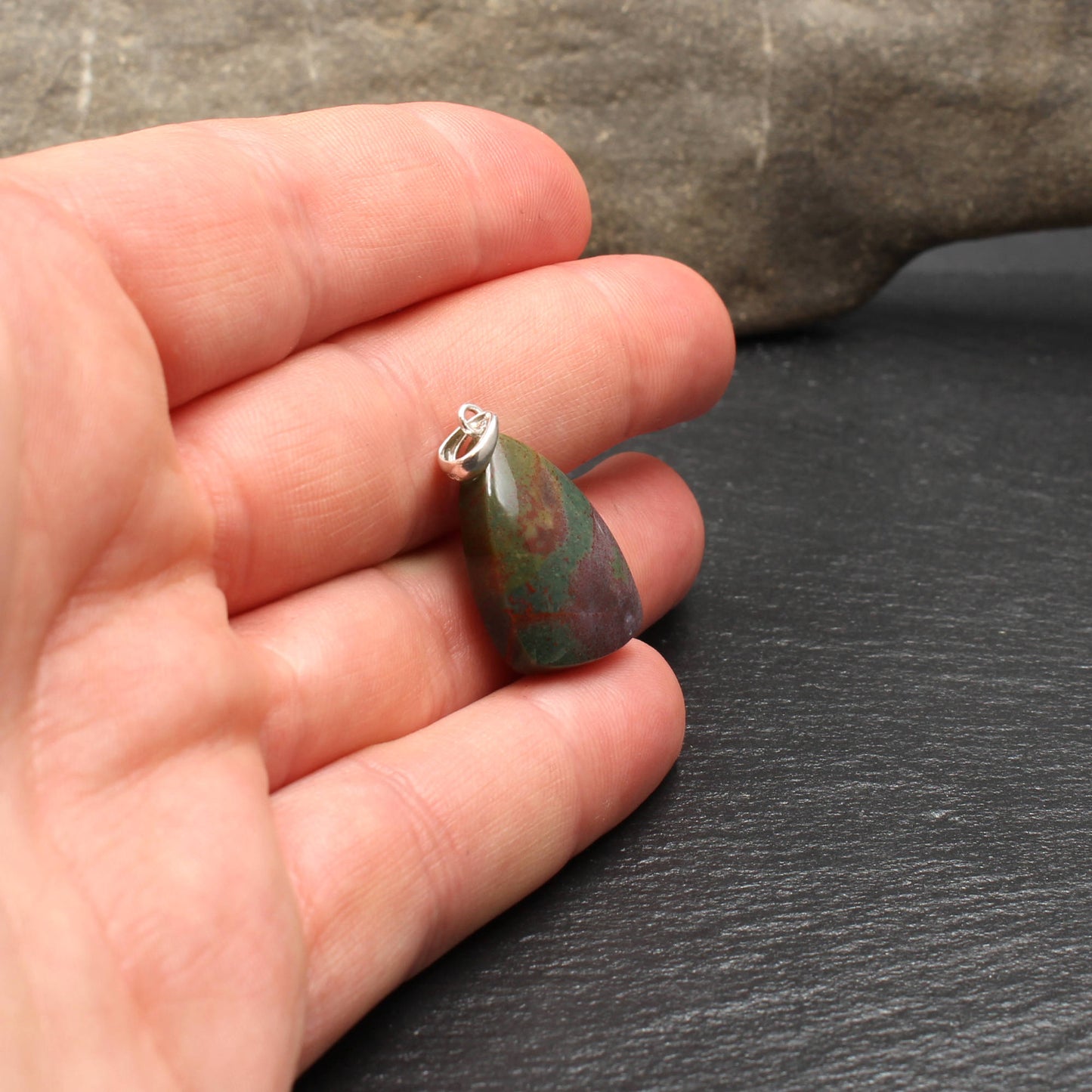 Heliotrope / Blood Jasper Pendant - Handmade in Germany