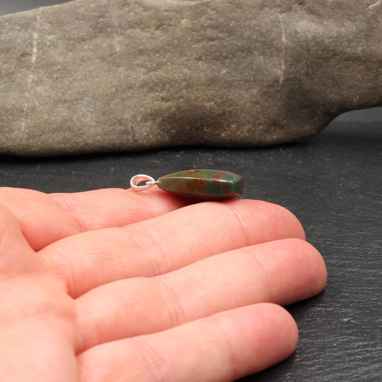 Heliotrope / Blood Jasper Pendant - Handmade in Germany